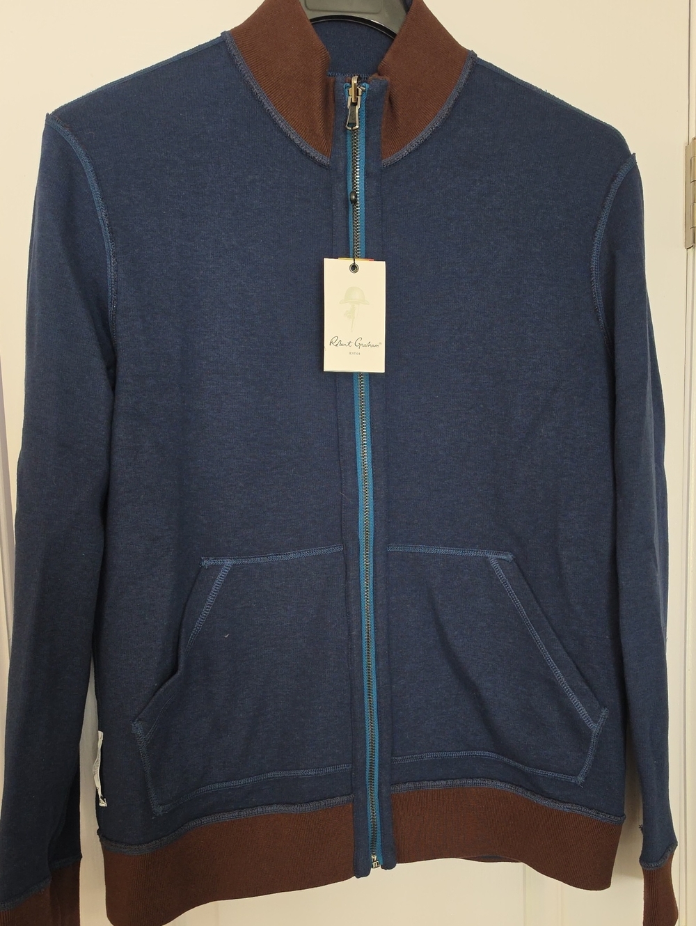 Robert Graham Blue Reversible Zip-Up Sweater - New